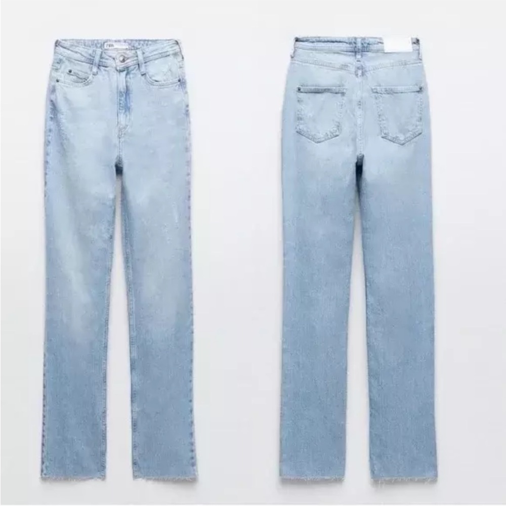 Zara Blue Flare Wide Leg Jeans